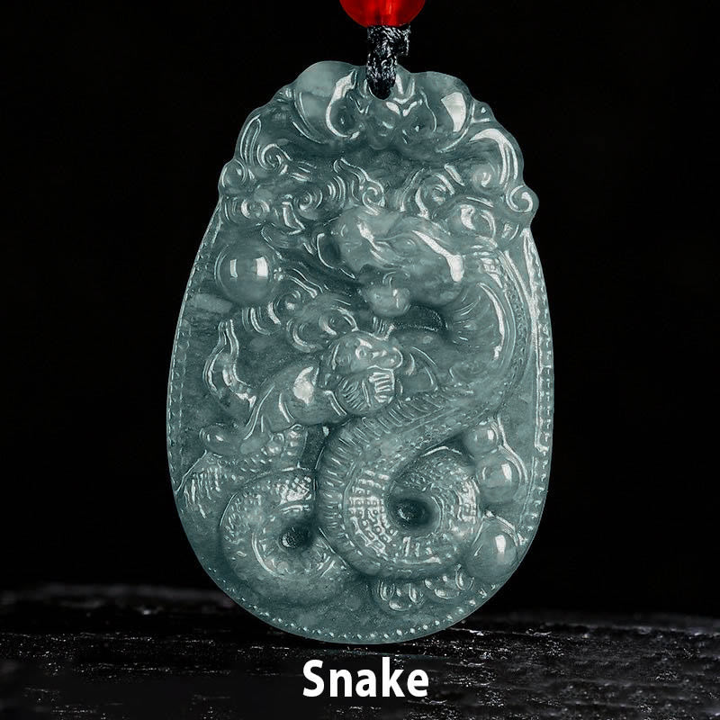 Jade Kette Schlange Chinesischer Tierkreis grüner Anhänger Glück Symbol