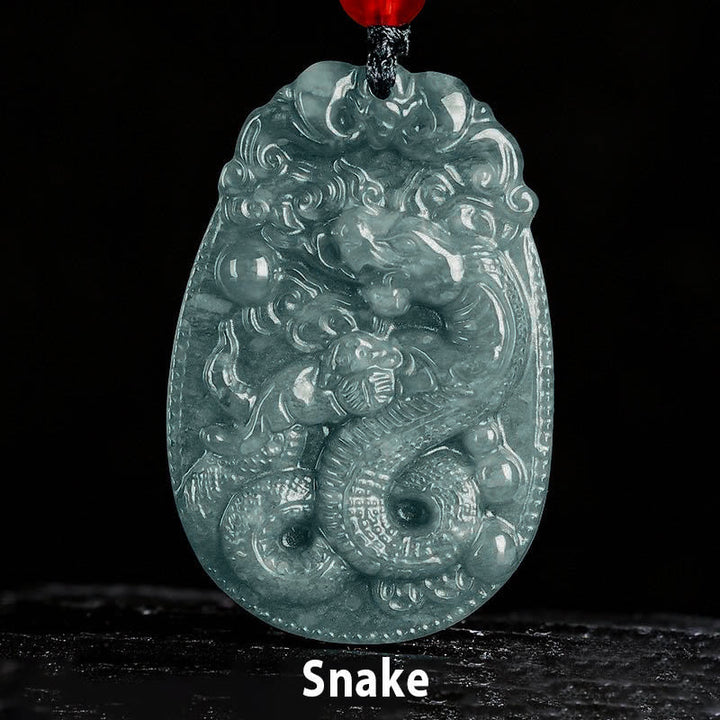 Jade Kette Schlange Chinesischer Tierkreis grüner Anhänger Glück Symbol