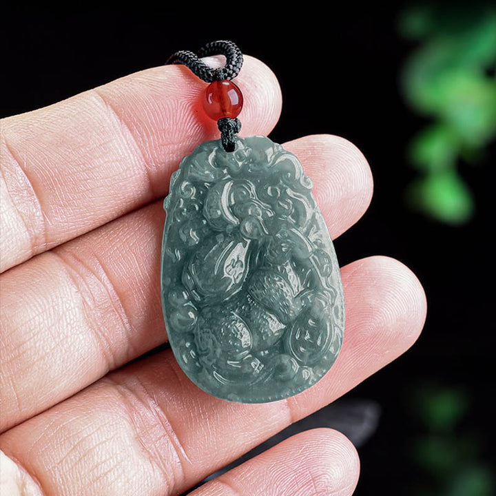 Jade Kette Pferd Chinesischer Tierkreis Anhänger grüner Naturstein Glück