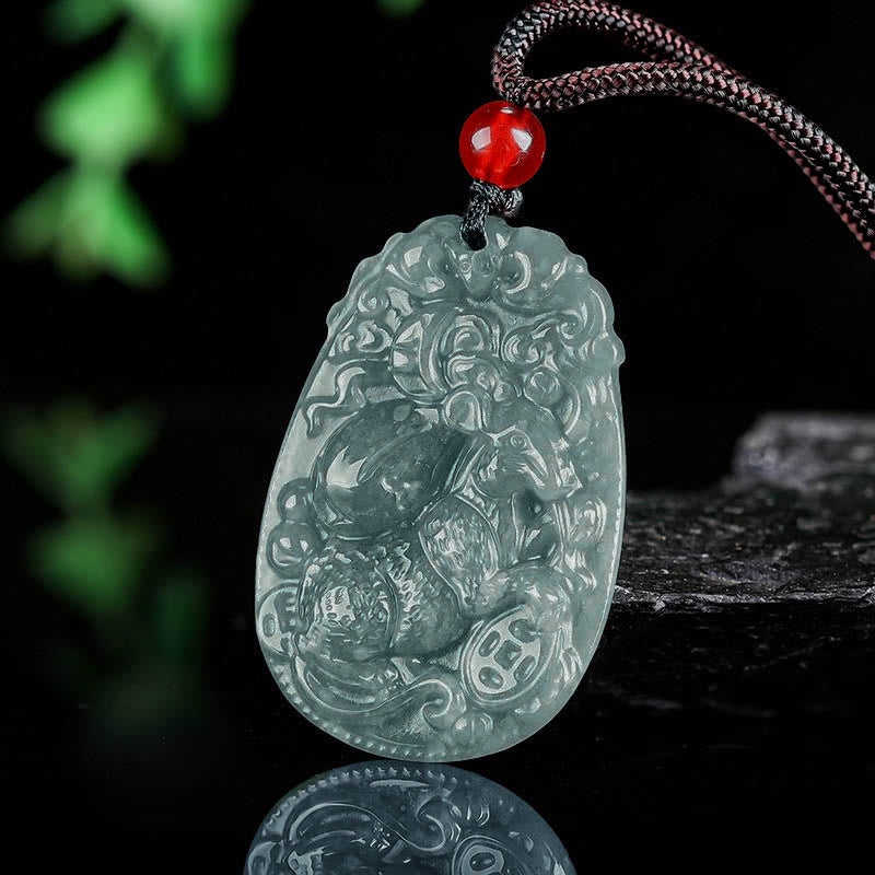 Jade Kette mit geschnitztem Pferd-Anhänger Chinesischer Tierkreis Glück