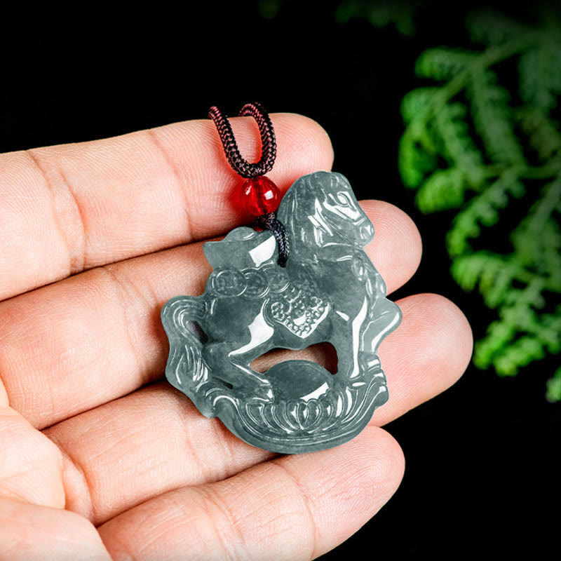 Jade Ingot Pferd Anhänger Kette Glück Glücksanhänger Naturstein