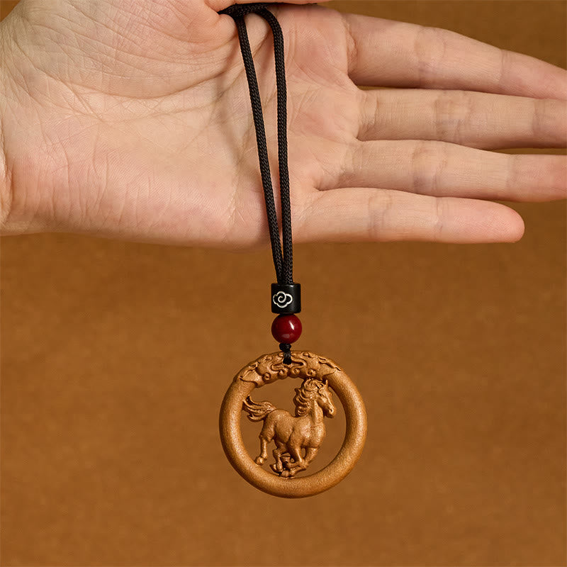 Kette Pfirsichholz Pferd Holz Pendant