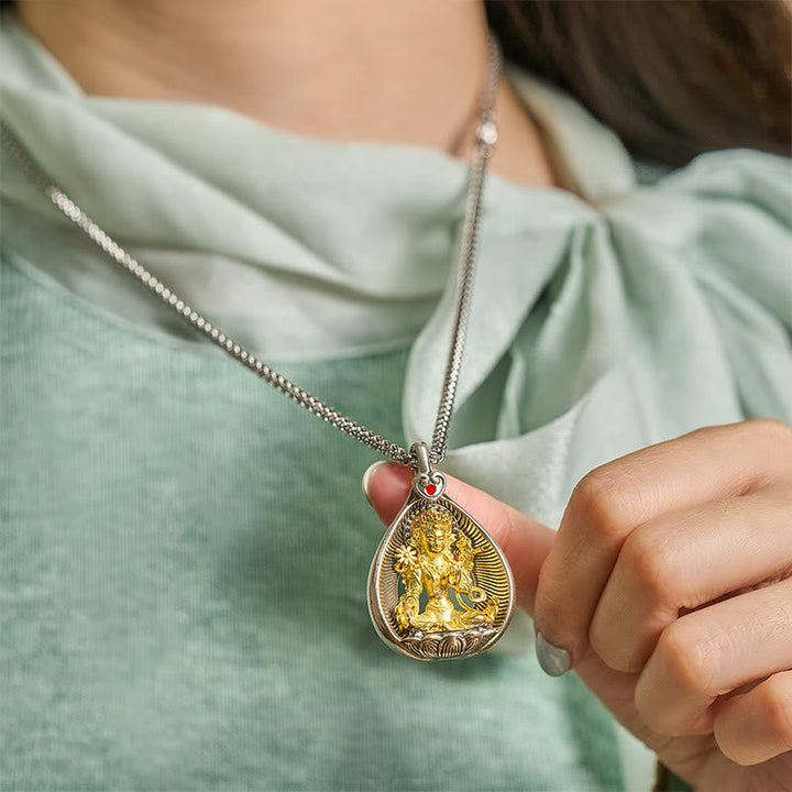 Kette, Buddha, Kupfer, Anhänger, Tragen, Glück