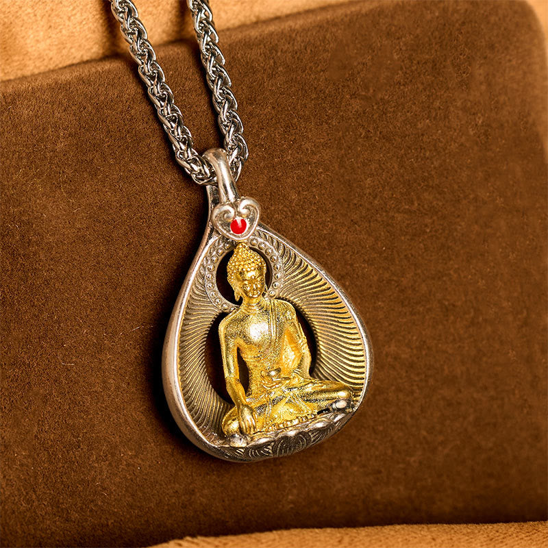 Kette, Buddha, Kupfer, Anhänger, Gold, Glück