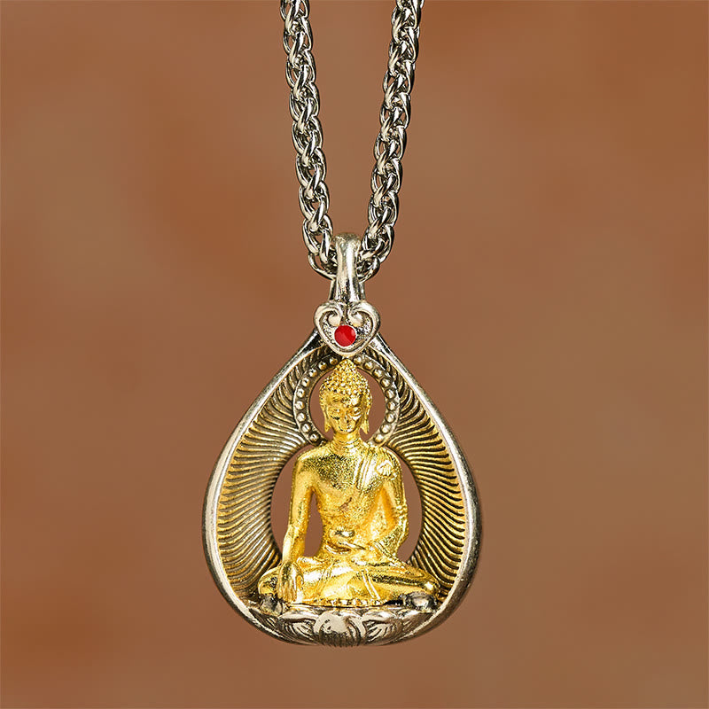 Kette, Buddha, Kupfer, Anhänger, Tragen, Glück