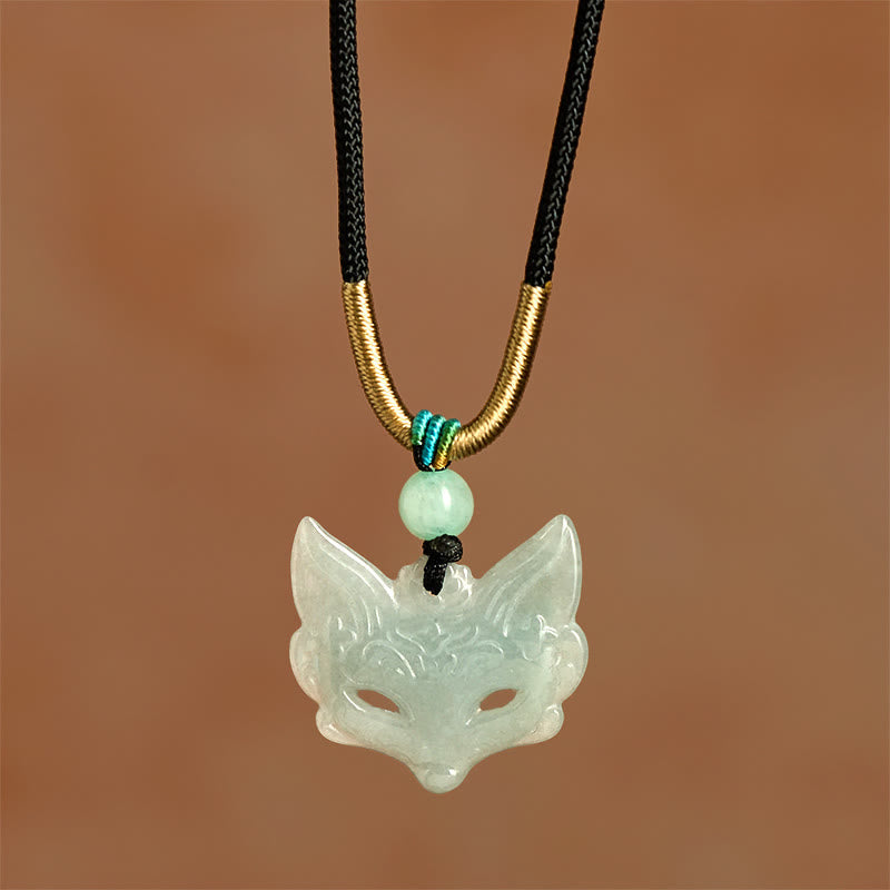Kette Kristall Fuchs-Maske – Glück, Jade-Anhänger, Schutz, Energetik