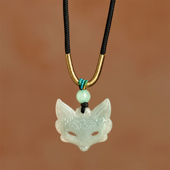 Kette Kristall Fuchs-Maske – Glück, Jade-Anhänger, Schutz, Energetik