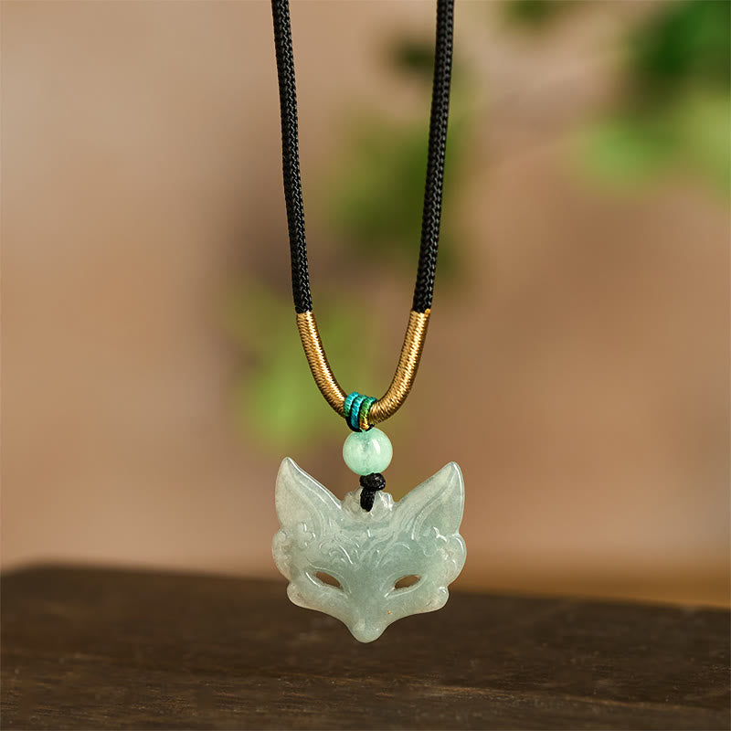 Kette Kristall Fuchs-Maske – Glück, Jade, Natur, Harmonie