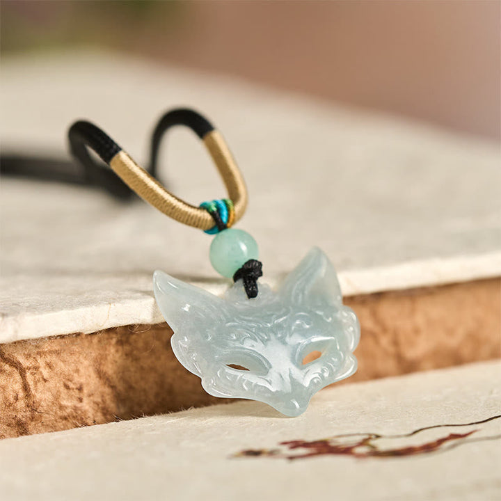 Kette Kristall Fuchs-Maske – Glück, Jade, Naturstein, Eleganz