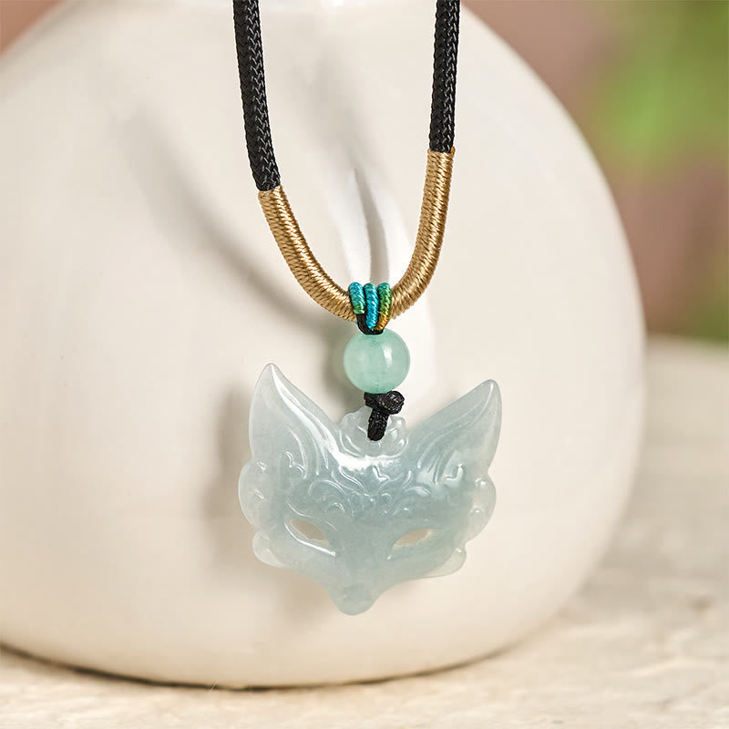 Kette Kristall Fuchs-Maske – Glück, Jade-Anhänger, Minimalistisch, Elegant