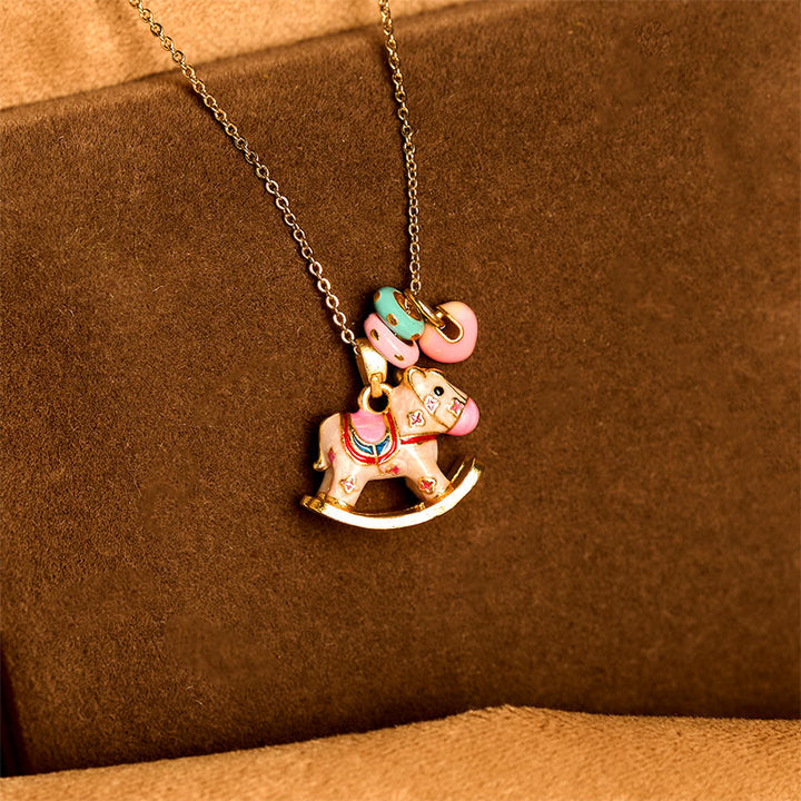 Anhänger Pferd Kette Gold Emaille