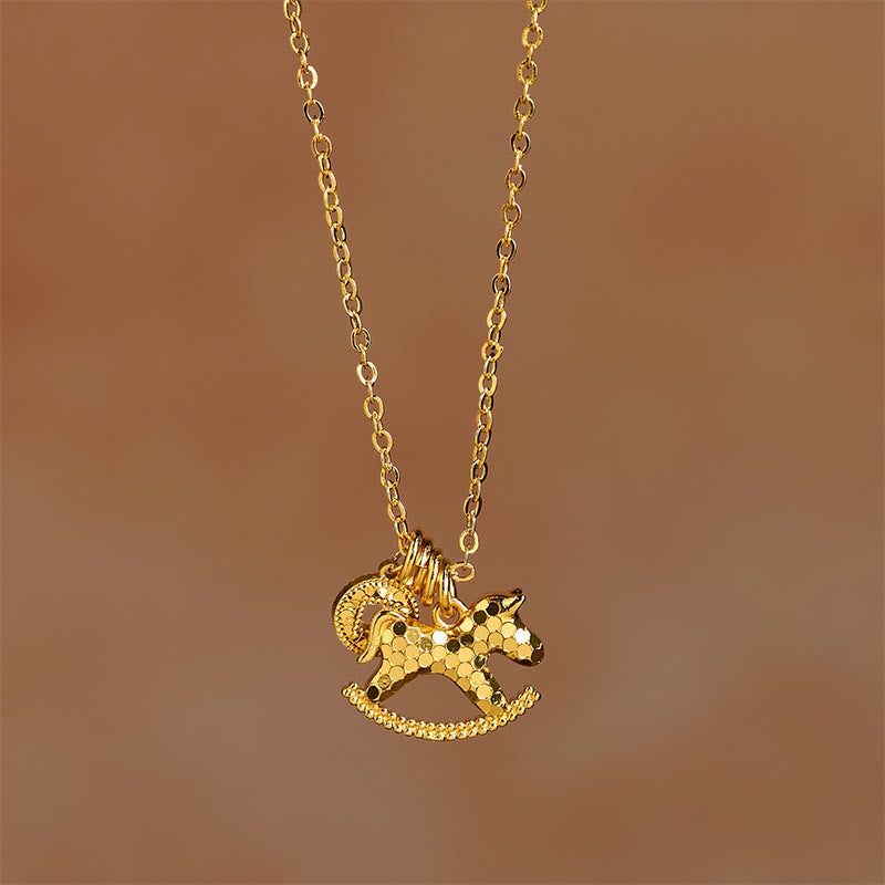 Kette, Schaukelpferd, Anhänger, Gold, Schmuck