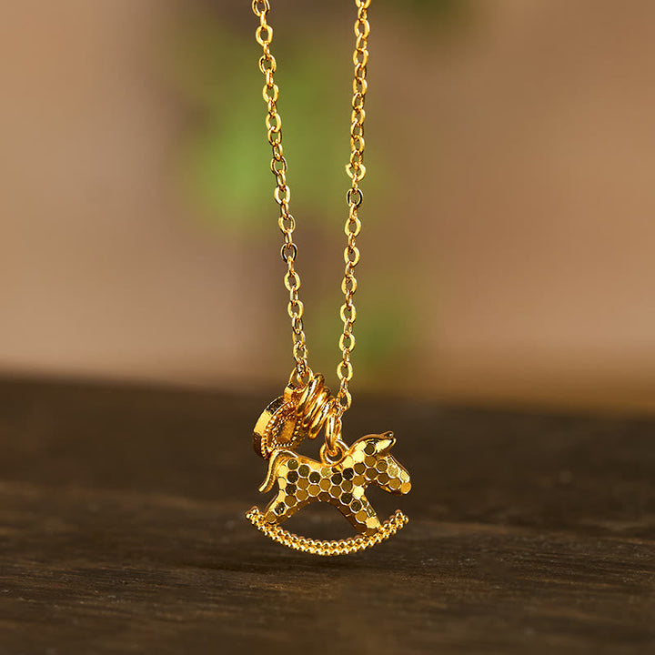 Kette, Schaukelpferd, Anhänger, Gold, Schmuck