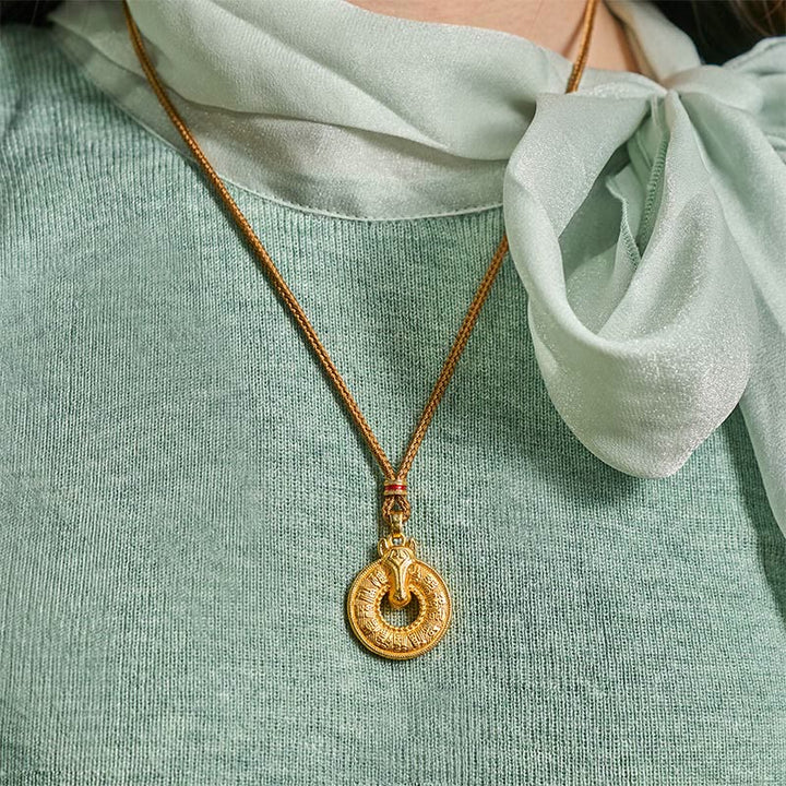 Goldkette Hänger Amulett Friedensschnalle Rund