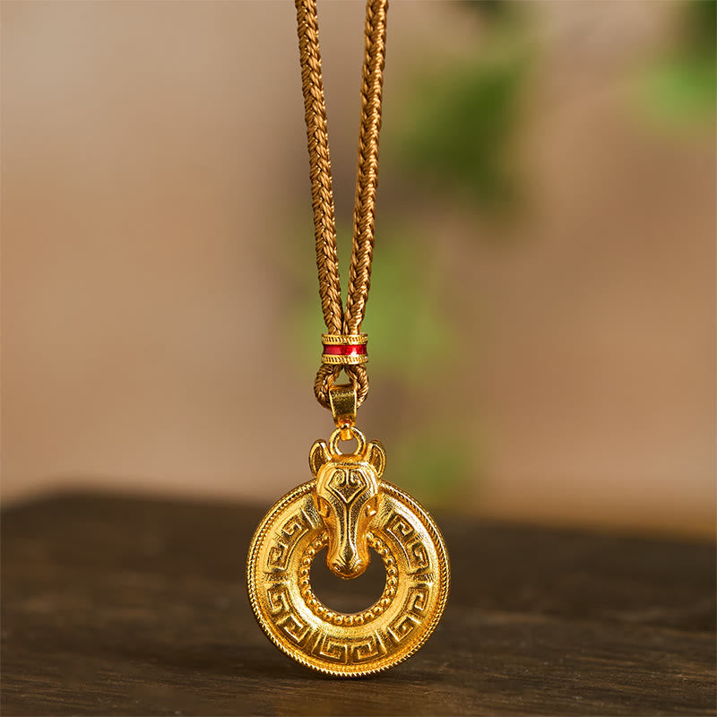 Vergoldete Kette Amulett Rund Friedensschnalle