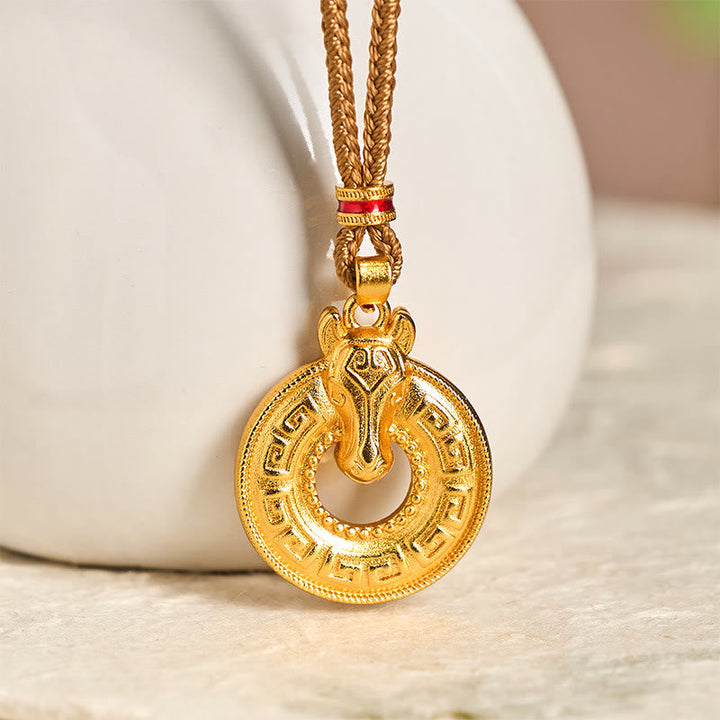 Goldkette Rundes Amulett Medaillon Friedensschnalle