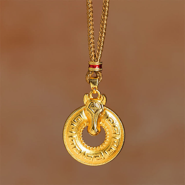 Goldkette Anhänger Amulett Friedensschnalle Rundes