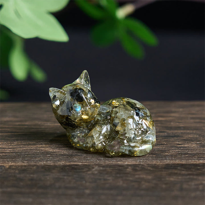 Katze Dekofigur Kristall Klein Labradorit