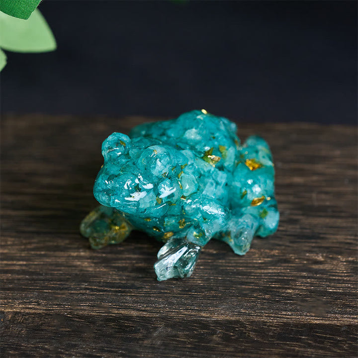 Frosch Dekofigur Kristall Klein Aquamarin