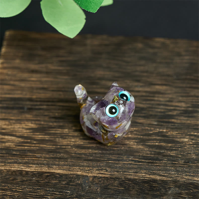 Dekofiguren Katzen Kristall Klein Amethyst