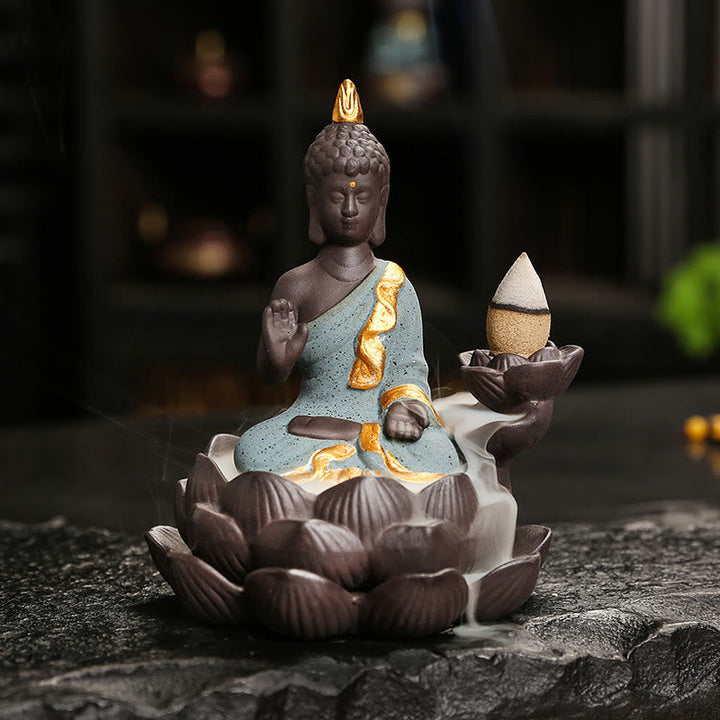 Räucherstäbchen Set Buddha Keramik Deko Grüner Buddha Nachdenklich