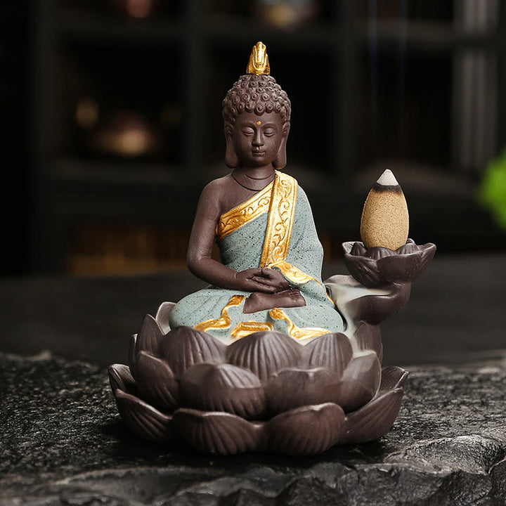 Räucherstäbchen Set Buddha Keramik Deko Grüner Buddha Meditation