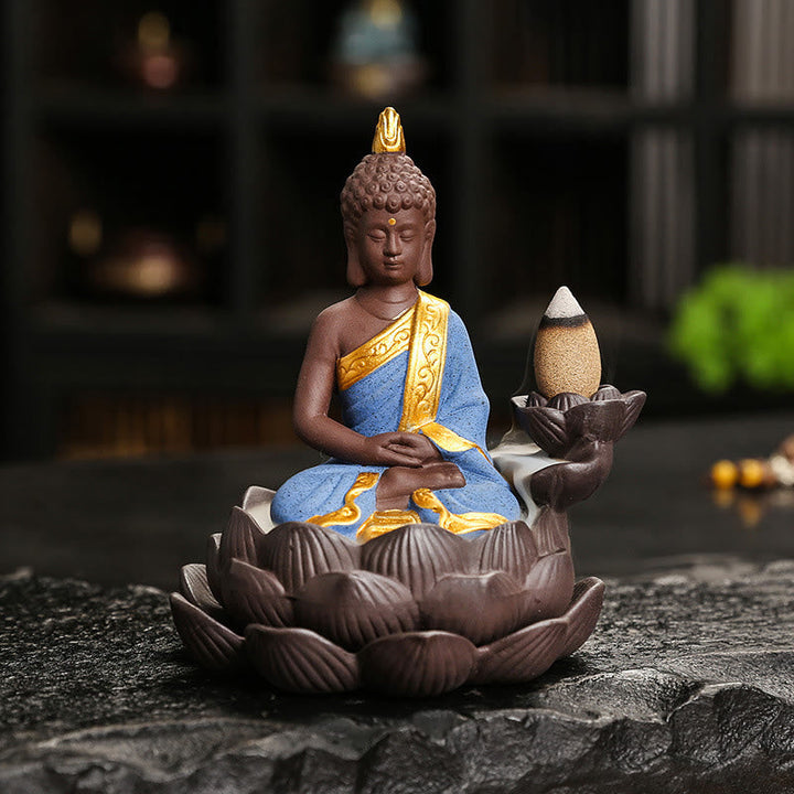 Räucherstäbchen Set Buddha Keramik Deko Blauer Buddha Meditation