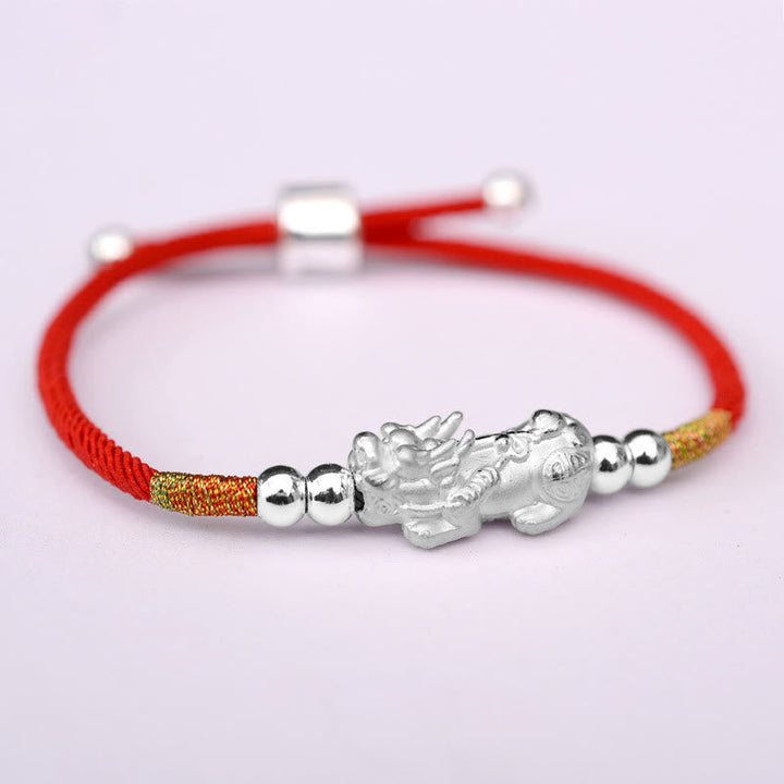 Armband Pixiu "Glück" Rotband - 24K Vergoldet