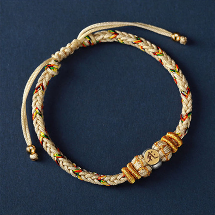 Armband mit chinesischem Tierkreis Symbol Glück Seil geflochten.