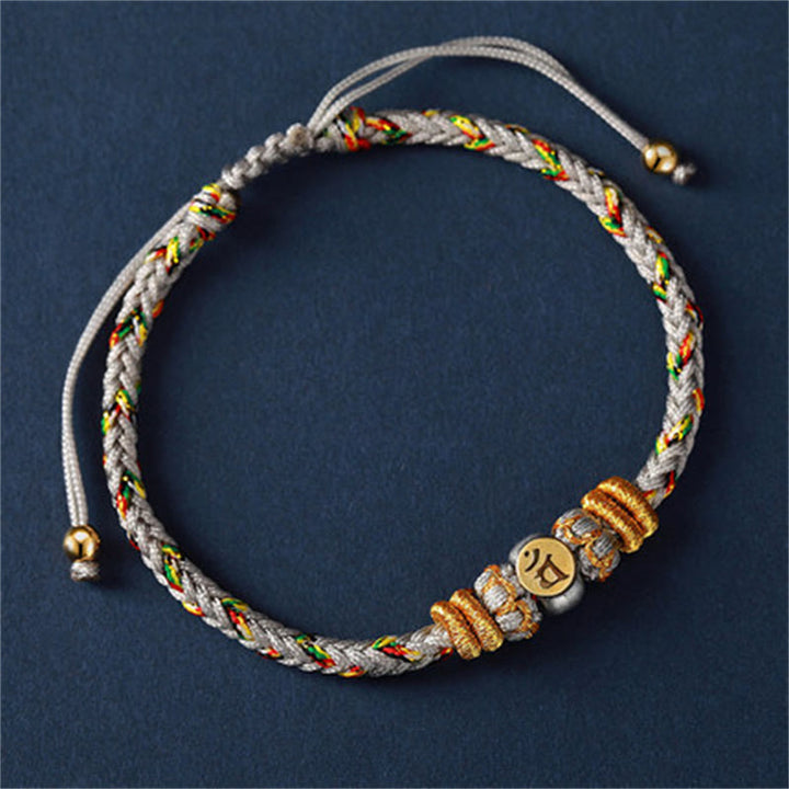 Armband Silber Chinesisches Tierkreis – Glück geflochtenes Seil Gold Perlen
