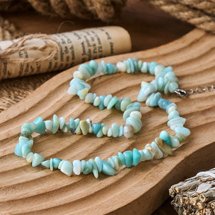 Larimar Kristall Glück – Segen Edelstein Perlen Halskette Türkis