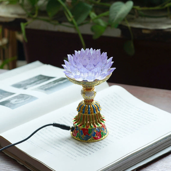Figur Lotus Liuli Acht Glückssymbole Erleuchtung Hellvioletter Lotus / Netzstecker