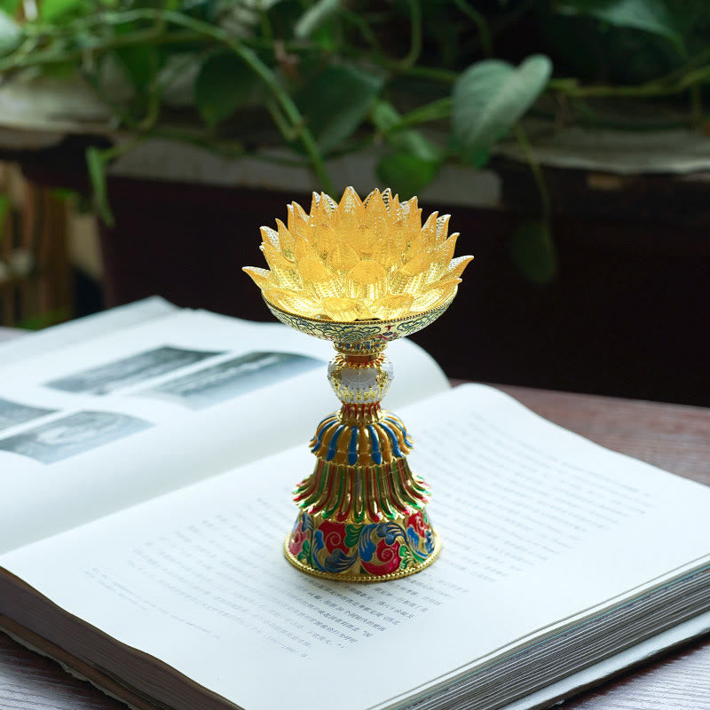 Figur Lotus Liuli Acht Glückssymbole Erleuchtung Goldener Lotus / Akku