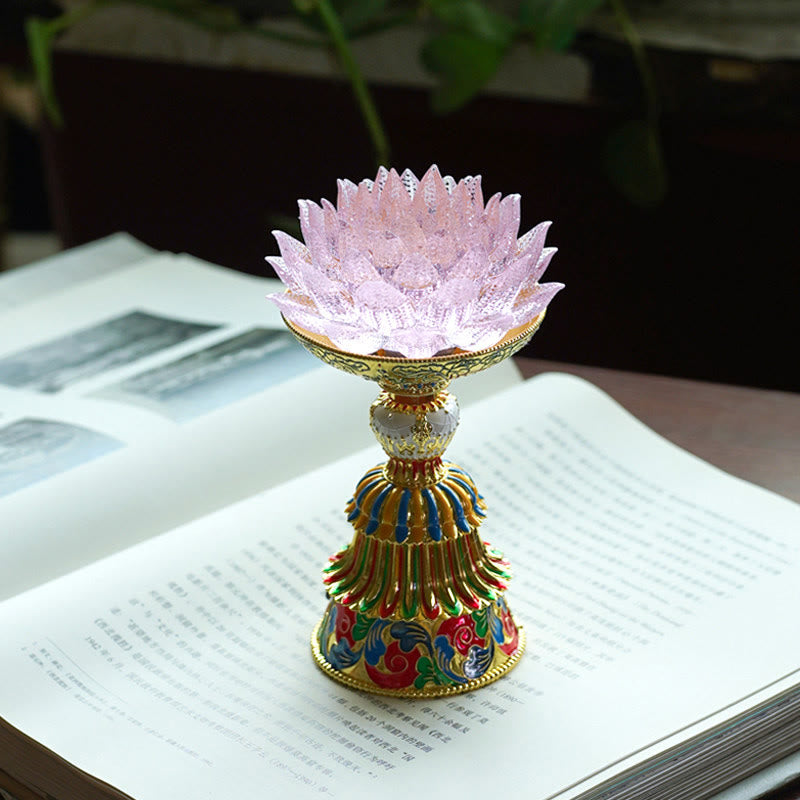 Figur Lotus Liuli Acht Glückssymbole Erleuchtung Rosa Lotus / Akku