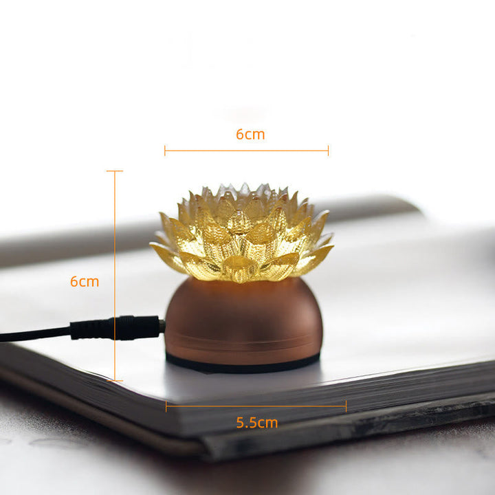 Figur Lotus Glas Messing Neuanfang Erleuchtung Gold-Lotus Aluminium S / Netzstecker