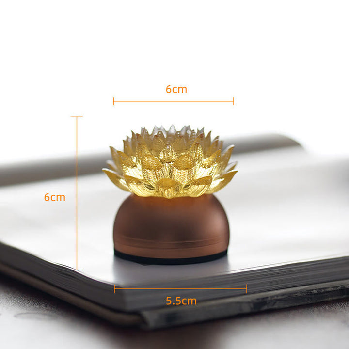 Figur Lotus Glas Messing Neuanfang Erleuchtung Gold-Lotus Aluminium S / Akku