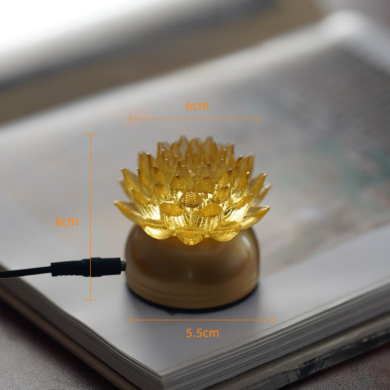 Figur Lotus Glas Messing Neuanfang Erleuchtung Gold-Lotus Messing S / Netzstecker
