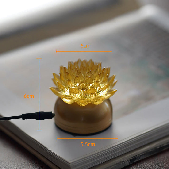 Figur Lotus Glas Messing Neuanfang Erleuchtung Gold-Lotus Messing S / Netzstecker