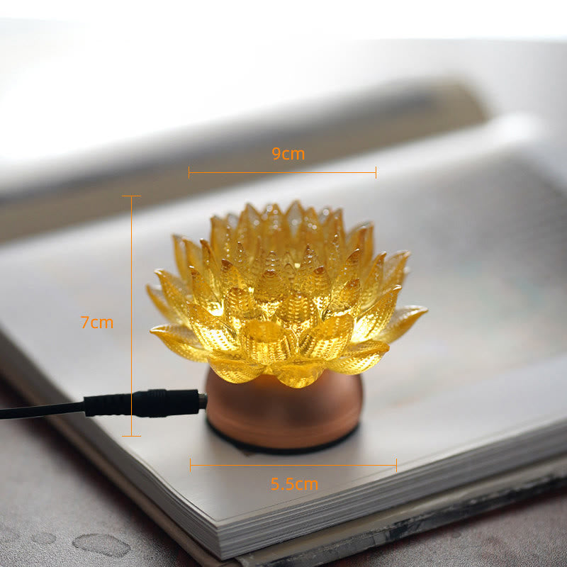 Figur Lotus Glas Messing Neuanfang Erleuchtung Gold-Lotus Aluminium M / Netzstecker