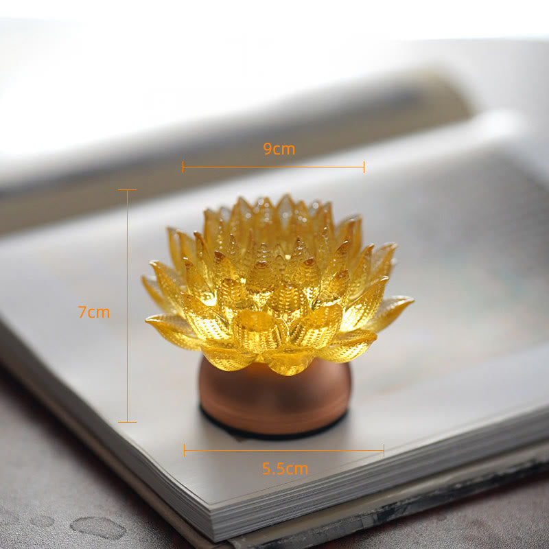 Figur Lotus Glas Messing Neuanfang Erleuchtung Gold-Lotus Aluminium M / Akku