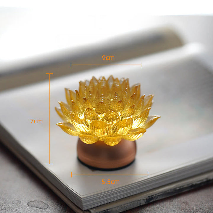 Figur Lotus Glas Messing Neuanfang Erleuchtung Gold-Lotus Aluminium M / Akku