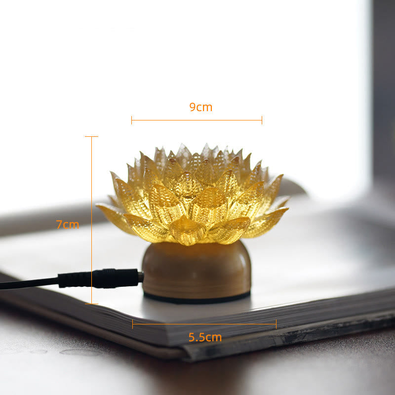 Figur Lotus Glas Messing Neuanfang Erleuchtung Gold-Lotus Messing M / Netzstecker