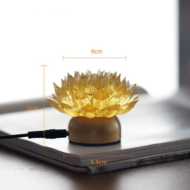 Figur Lotus Glas Messing Neuanfang Erleuchtung Gold-Lotus Messing M / Netzstecker