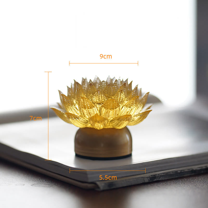 Figur Lotus Glas Messing Neuanfang Erleuchtung Gold-Lotus Messing M / Akku