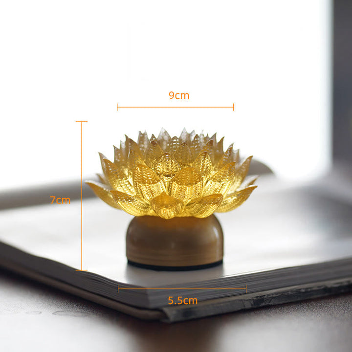 Figur Lotus Glas Messing Neuanfang Erleuchtung Gold-Lotus Messing M / Akku