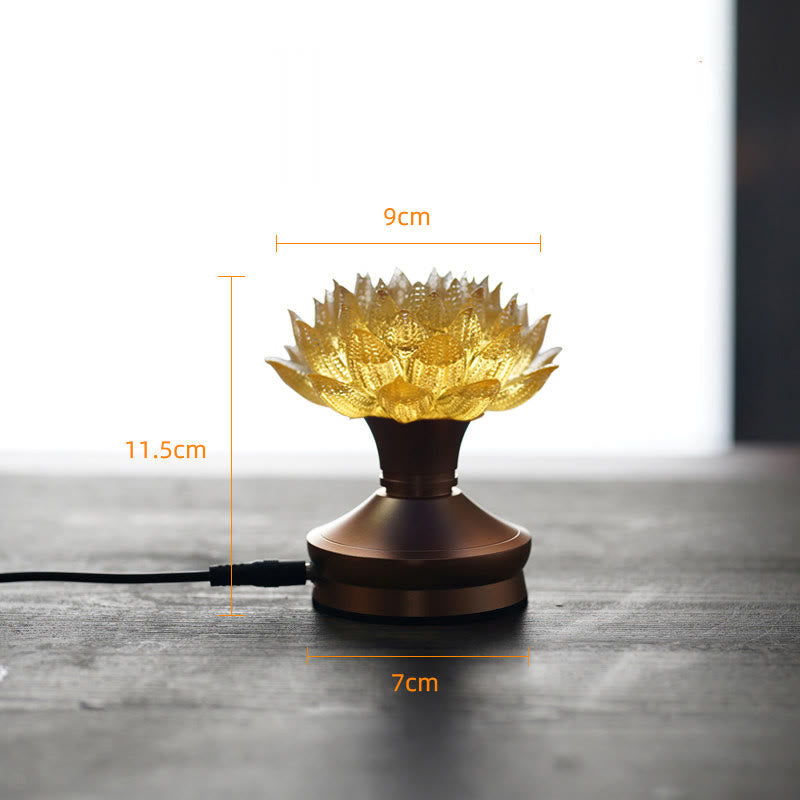 Figur Lotus Glas Messing Neuanfang Erleuchtung Gold-Lotus Aluminium L / Netzstecker
