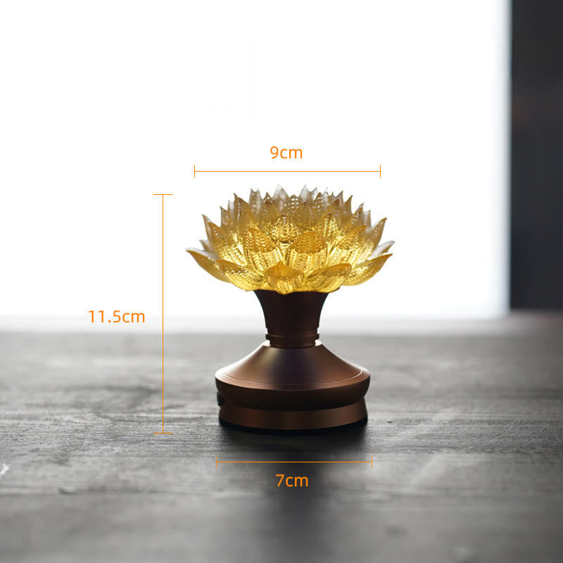 Figur Lotus Glas Messing Neuanfang Erleuchtung Gold-Lotus Aluminium L / Akku