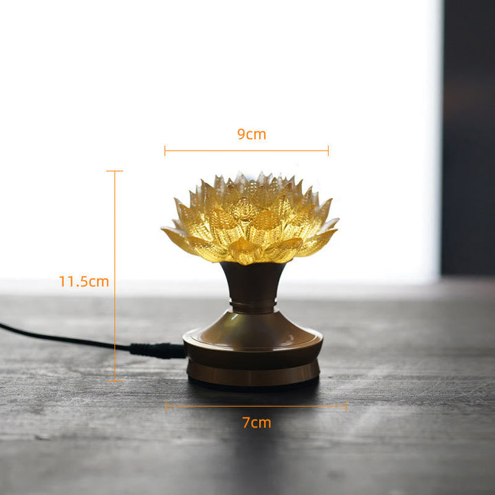 Figur Lotus Glas Messing Neuanfang Erleuchtung Gold-Lotus Messing L / Netzstecker