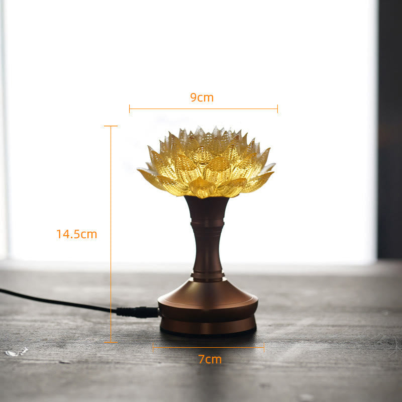 Figur Lotus Glas Messing Neuanfang Erleuchtung Gold-Lotus Aluminium XL / Netzstecker