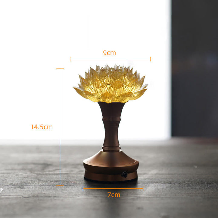 Figur Lotus Glas Messing Neuanfang Erleuchtung Gold-Lotus Aluminium XL / Akku